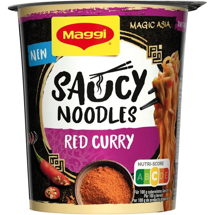 Maggi Fertiggericht Magic Asia Saucy Noodles, Red Curry, Je 75g, 8 Stück 2 Maggi Fertiggericht Magic Asia Saucy Noodles, Red Curry, Je 75g, 8 Stück – Bild 2