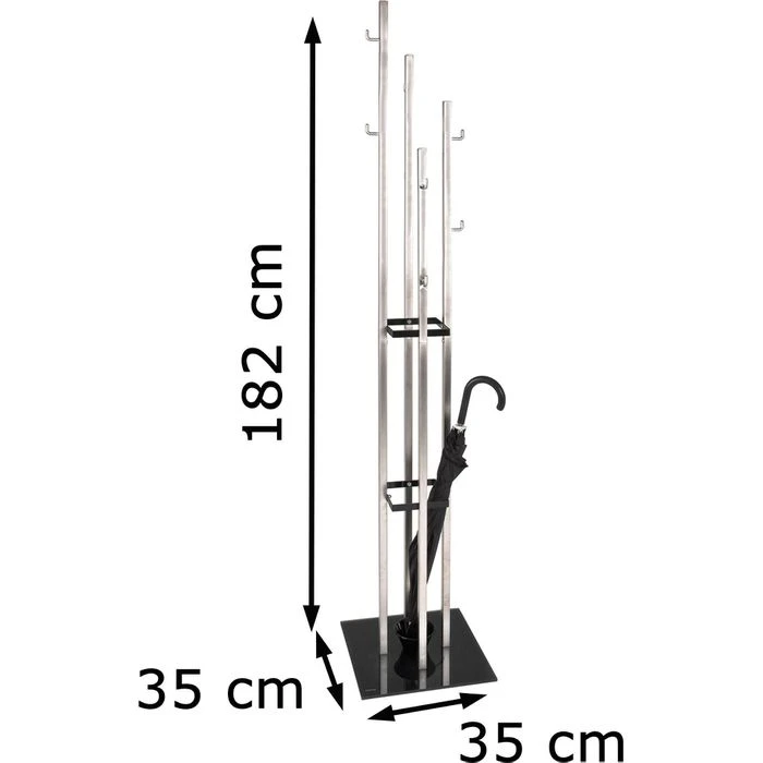 Haku-Möbel Garderobenständer 89777, Mit 8 Haken, Metall / Glas, Silber / Schwarz 5 Haku-Möbel Garderobenständer 89777, Mit 8 Haken, Metall / Glas, Silber / Schwarz – Bild 5