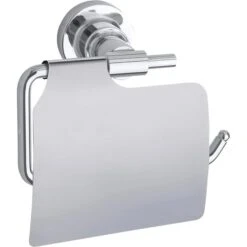 Tesa Toilettenpapierspender Luup Mit Deckel 40288, Ohne Bohren, Metall, Für 1 Kleinrolle, Silber