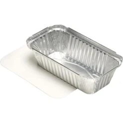 Papstar Aluschalen 14517, Mit Einlegedeckel, 0,7 L, Eckig, 19,5 X 10,3 X 4,9cm, 50 Stück