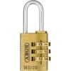 Abus Vorhängeschloss 165/20, 23mm, 3-fach Zahlenschloss, Wetterfest, Level 3, Messing