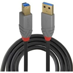 Lindy USB-Kabel 36744 Anthra Line, USB 3.0, 5 M, Anschlusskabel, A Stecker / B Stecker