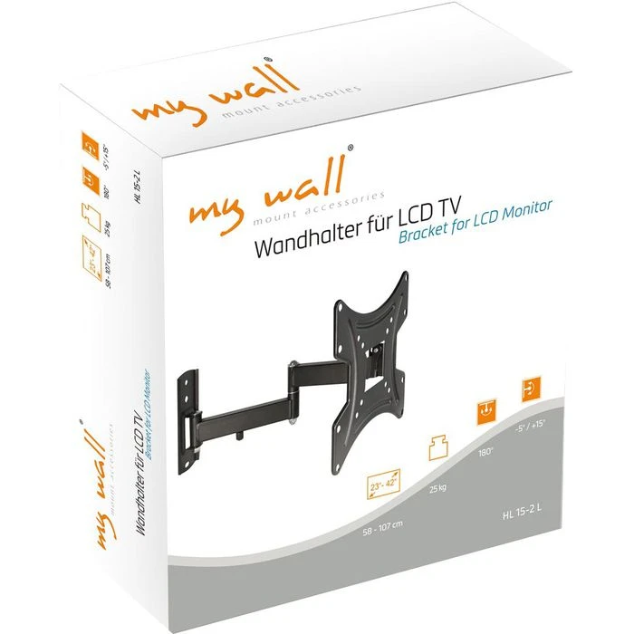 MyWall TV-Wandhalterung HL15-2L, Schwarz, Neigbar, Schwenkbar, 23-42 Zoll 3 MyWall TV-Wandhalterung HL15-2L, Schwarz, Neigbar, Schwenkbar, 23-42 Zoll – Bild 3