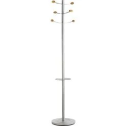 Unilux Garderobenständer Bouquet 400069048, Mit 6 Haken, 173 X 34cm (HxØ), Metall, Silber
