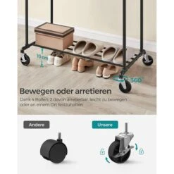 Songmics Garderobenständer HSR60B, Bis 110 Kg, Mit Rollen, Metall, Schwarz -Angebote HausGlanz Store 149c3cb8f64198e0337650fb48d4d5ae6ae20b74 garderobenstaender songmics hsr60b bis 110 kg