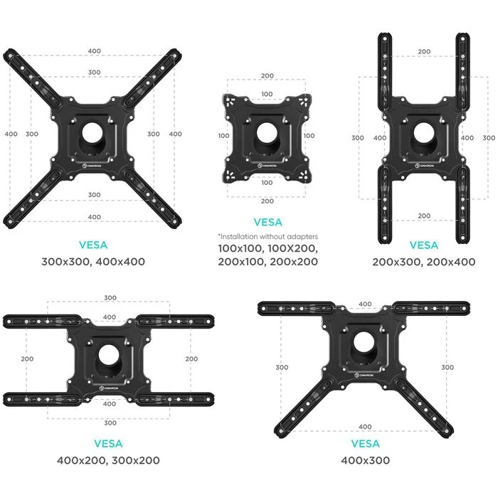 Onkron TV-Wandhalterung M4-BLK, Schwarz, Neigbar, Schwenkbar, 32-55 Zoll 5 Onkron TV-Wandhalterung M4-BLK, Schwarz, Neigbar, Schwenkbar, 32-55 Zoll – Bild 5