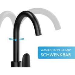 Bächlein Küchenarmatur Schwarz Matt, Hochdruck, 360° Schwenkbar, Rundbogenauslauf -Angebote HausGlanz Store 1d000497339feba71d89c26841a9dbf920f50b1e kuechenarmatur baechlein schwarz matt