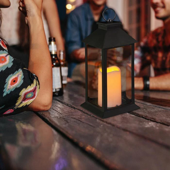 Relaxdays Laterne Flackern Mit LED-Licht, Für Außen, Kunststoff, Glas, Höhe 30 Cm 3 Relaxdays Laterne Flackern Mit LED-Licht, Für Außen, Kunststoff, Glas, Höhe 30 Cm – Bild 3