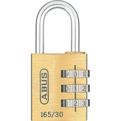 Abus Vorhängeschloss 165/30, 31mm, 3-fach Zahlenschloss, Wetterfest, Level 3, Messing