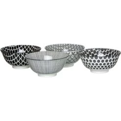 Ritzenhoff&Breker Müslischale Takeo, Porzellan, Schwarz / Weiß, 15,5cm, Set, 4 Stück