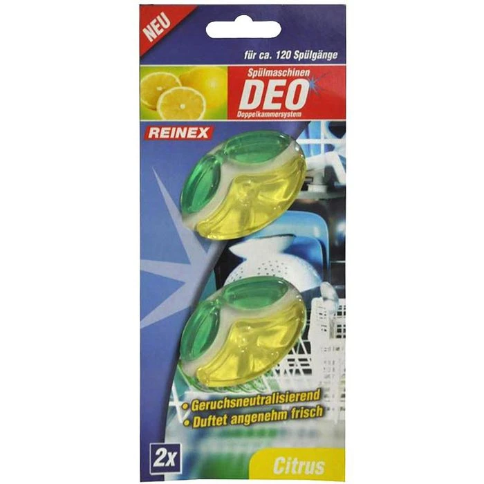 Reinex Spülmaschinendeo 1336, 2er-Set, Citrus, Doppelkammersystem, Für 120 Spülgänge 1 Reinex Spülmaschinendeo 1336, 2er-Set, Citrus, Doppelkammersystem, Für 120 Spülgänge