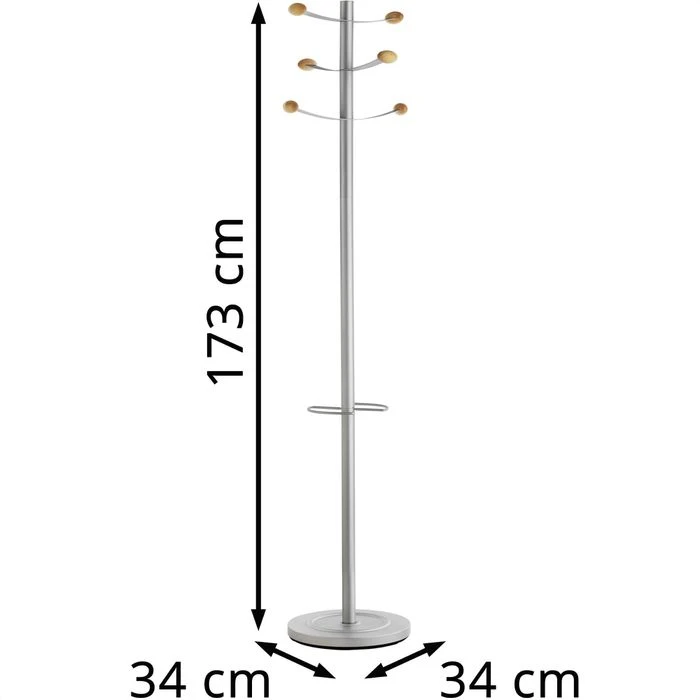 Unilux Garderobenständer Bouquet 400069048, Mit 6 Haken, 173 X 34cm (HxØ), Metall, Silber 2 Unilux Garderobenständer Bouquet 400069048, Mit 6 Haken, 173 X 34cm (HxØ), Metall, Silber – Bild 2
