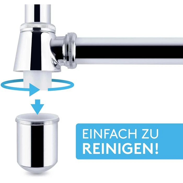 Bächlein Siphon Tassensiphon, 1 1/4 Zoll, Für Waschbecken, Extra Lang, Chrom 3 Bächlein Siphon Tassensiphon, 1 1/4 Zoll, Für Waschbecken, Extra Lang, Chrom – Bild 3
