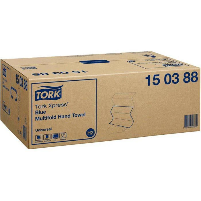 Tork Papierhandtücher Xpress Universal, 150388, H2, 2-lagig, Interfold-Falz 21x24 Cm, 4740 Stück, Blau 4 Tork Papierhandtücher Xpress Universal, 150388, H2, 2-lagig, Interfold-Falz 21x24 Cm, 4740 Stück, Blau – Bild 4