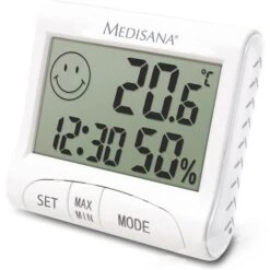 Medisana Thermo-Hygrometer HG 100 Digital, Uhrzeit, Weiß
