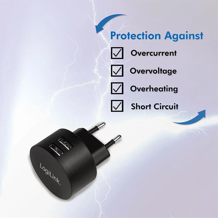 LogiLink USB-Ladegerät PA0218, 10,5W, 2,1A, Schwarz, 2x USB A, 2 Port 5 LogiLink USB-Ladegerät PA0218, 10,5W, 2,1A, Schwarz, 2x USB A, 2 Port – Bild 5