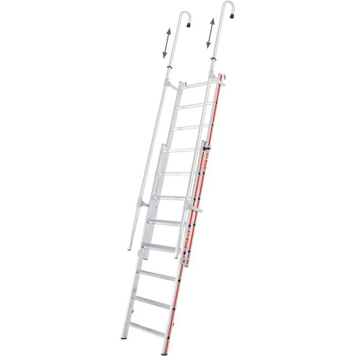 Hymer Schiebeleiter 609204 , 2 X 8 Sprossen, Einhängeleiter Mit Handläufen, Arbeitshöhe: 4,95m 1 Hymer Schiebeleiter 609204 , 2 X 8 Sprossen, Einhängeleiter Mit Handläufen, Arbeitshöhe: 4,95m