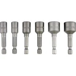 Bosch Steckschlüssel 2608551079, 6-teilig, 6 - 13mm Schlüsselweite - 50mm Länge, 1/4 Zoll