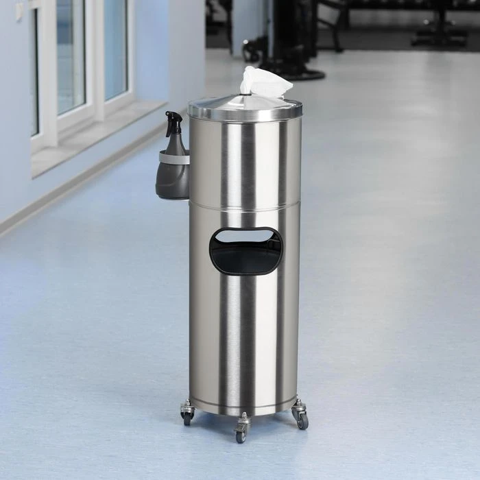 VAR Handtuchspender 2016, Desinfektionsstation, Abfallkorb, Rollenhandtücher, Fahrbar, Edelstahl 2 VAR Handtuchspender 2016, Desinfektionsstation, Abfallkorb, Rollenhandtücher, Fahrbar, Edelstahl – Bild 2