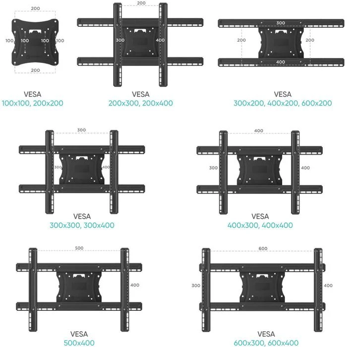 Onkron TV-Wandhalterung M7L-BLK, Schwarz, Neigbar, Schwenkbar, 40-60 Zoll 5 Onkron TV-Wandhalterung M7L-BLK, Schwarz, Neigbar, Schwenkbar, 40-60 Zoll – Bild 5