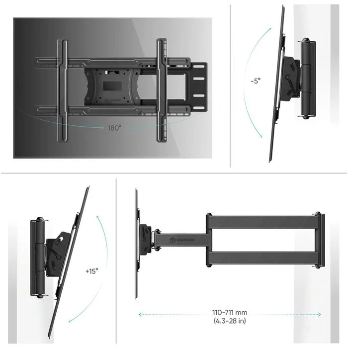 Onkron TV-Wandhalterung M7L-BLK, Schwarz, Neigbar, Schwenkbar, 40-60 Zoll 3 Onkron TV-Wandhalterung M7L-BLK, Schwarz, Neigbar, Schwenkbar, 40-60 Zoll – Bild 3