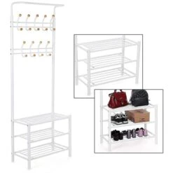 Songmics Garderobenständer HSR04W, Mit 18 Haken, Metall, Weiß 7 Songmics Garderobenständer HSR04W, Mit 18 Haken, Metall, Weiß -Angebote HausGlanz Store 56d7f75d354aee1a9becb26fd1cfbc80a91d3aa2 garderobenstaender songmics hsr04w