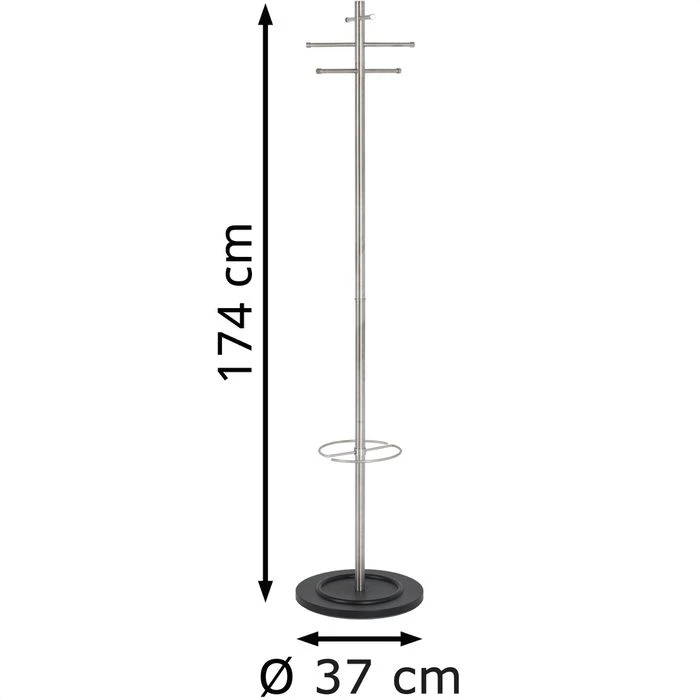 Haku-Möbel Garderobenständer 13764, Mit 6 Haken, Edelstahl, Silber 2 Haku-Möbel Garderobenständer 13764, Mit 6 Haken, Edelstahl, Silber – Bild 2