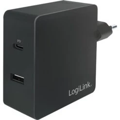 LogiLink USB-Ladegerät PA0213, 65W, 3,25A, Schwarz, 1x USB C, 1x USB A, 2 Port