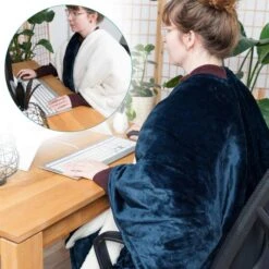 Navaris Heizdecke Poncho, Blau / Weiß, 3 Temperaturen, Abschaltautomatik, 180 X 130cm -Angebote HausGlanz Store 592fe57981c58790b8a8bea67032ec60872b146e heizdecke navaris poncho blau weiss