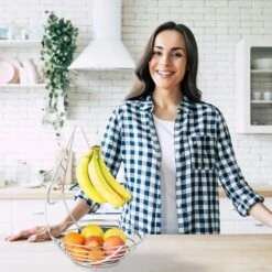 Relaxdays Obstschale 10020446, Metall, Silber, 29,5 X 42 X 32 Cm, Mit Bananenhalter -Angebote HausGlanz Store 5cec66daf781b718d57968fa749480849f24d795 obstschale relaxdays 10020446 metall