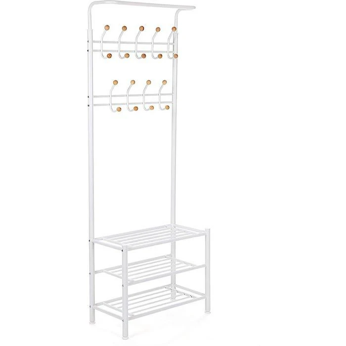 Songmics Garderobenständer HSR04W, Mit 18 Haken, Metall, Weiß 1 Songmics Garderobenständer HSR04W, Mit 18 Haken, Metall, Weiß