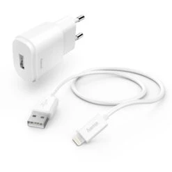Hama USB-Ladegerät 133756, 5W, 1A, Weiß, 1x USB A, 1 Port, Mit Lightning Kabel