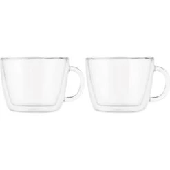 Bodum Kaffeegläser Bistro Caffe Latte 10608-10, Doppelwandig, Mit Henkel, 450ml, 2 Stück