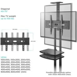 Onkron TV-Ständer TS1552-BLK, Schwarz, TV-Standfuß,32-65 Zoll, Mit Zwischenboden & Rollen -Angebote HausGlanz Store 6272fa9cf6b430f3e685f202db75eaa3898d9af7 tv staender onkron ts1552 blk schwarz