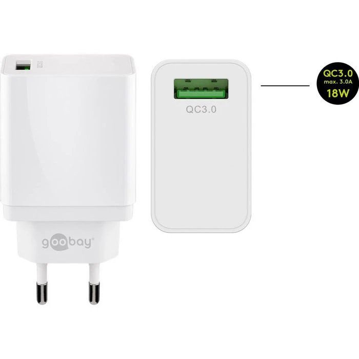 Goobay USB-Ladegerät 44955 QC3.0, 18W, 3A, Weiß, 1x USB A, 1 Port 4 Goobay USB-Ladegerät 44955 QC3.0, 18W, 3A, Weiß, 1x USB A, 1 Port – Bild 4