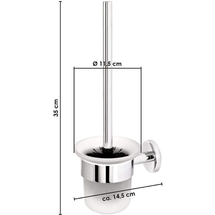 Bremermann WC-Bürste WC-Garnitur Lucente, Weiß, Bürstenhalter Aus Glas, Zur Wandmontage 5 Bremermann WC-Bürste WC-Garnitur Lucente, Weiß, Bürstenhalter Aus Glas, Zur Wandmontage – Bild 5