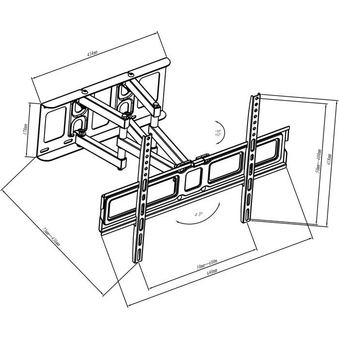 MyWall TV-Wandhalterung HF19L, Schwarz, Scherenarm, Neigbar, Schwenkbar, 32-70 Zoll 2 MyWall TV-Wandhalterung HF19L, Schwarz, Scherenarm, Neigbar, Schwenkbar, 32-70 Zoll – Bild 2