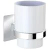Wenko Zahnputzbecher Quadro, Weiß/chrom, Kunststoff, Mit Turbo-Loc Halterung, Ohne Bohren