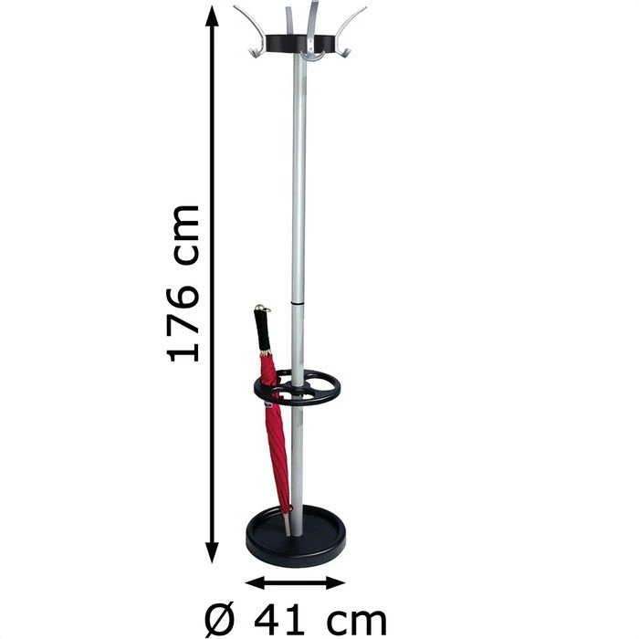 Kerkmann Garderobenständer Public Classic, 6274, Mit 12 Haken, Metall, Schwarz / Silber 2 Kerkmann Garderobenständer Public Classic, 6274, Mit 12 Haken, Metall, Schwarz / Silber – Bild 2