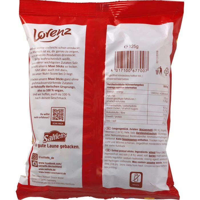 Lorenz Salzstangen Saltletts Maxi Sticks, 125g 3 Lorenz Salzstangen Saltletts Maxi Sticks, 125g – Bild 3