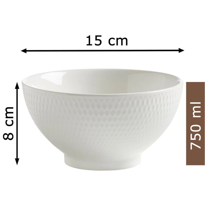 Maxwell & Williams Maxwell&Williams Müslischale Diamonds DV0041, Porzellan, Weiß, 15cm, Set, 6 Stück 2 Maxwell & Williams Maxwell&Williams Müslischale Diamonds DV0041, Porzellan, Weiß, 15cm, Set, 6 Stück – Bild 2