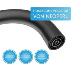 Bächlein Küchenarmatur Schwarz Matt, Hochdruck, 360° Schwenkbar, Rundbogenauslauf -Angebote HausGlanz Store 6d5bb2a0c55e5fe6e482d79392f2dc3f2209e32a kuechenarmatur baechlein schwarz matt