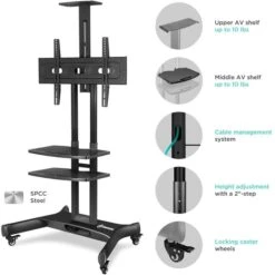 Onkron TV-Ständer TS1552-BLK, Schwarz, TV-Standfuß,32-65 Zoll, Mit Zwischenboden & Rollen -Angebote HausGlanz Store 6f24f9f4fb39c7fe4d273a742cfa00092be53af1 tv staender onkron ts1552 blk schwarz