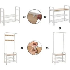 Vasagle Garderobenständer HSR40W, Mit 9 Haken, Metall / Holz, Weiß -Angebote HausGlanz Store 6fc5d4a135f7921b2c47783c6e1b5f0aa51bbb3b garderobenstaender vasagle hsr40w