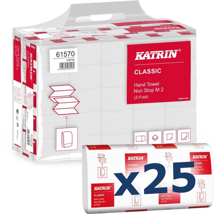 Katrin Papierhandtücher Classic Non Stop M 2 Wide, 2-lagig, Interfold-Falz, 24 X 24 Cm, 4000 Stück 1 Katrin Papierhandtücher Classic Non Stop M 2 Wide, 2-lagig, Interfold-Falz, 24 X 24 Cm, 4000 Stück