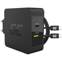 Green-Cell USB-Ladegerät Charger CHAR10, 45W, 2,4A, Schwarz, 1x USB C, 1x USB A, 2 Port