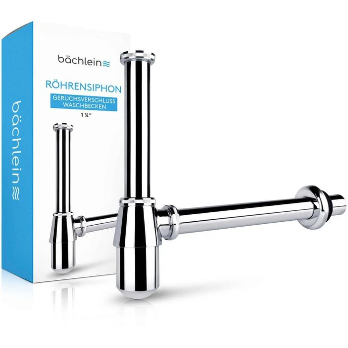 Bächlein Siphon Tassensiphon, 1 1/4 Zoll, Für Waschbecken, Extra Lang, Chrom 1 Bächlein Siphon Tassensiphon, 1 1/4 Zoll, Für Waschbecken, Extra Lang, Chrom