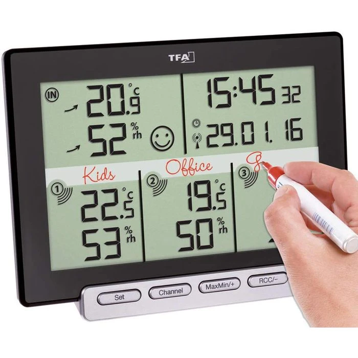 TFA Thermo-Hygrometer 30.3054.10 Multi Sens Funk, Digital, Innen/außen, Inkl. 3 Außensensoren 2 TFA Thermo-Hygrometer 30.3054.10 Multi Sens Funk, Digital, Innen/außen, Inkl. 3 Außensensoren – Bild 2