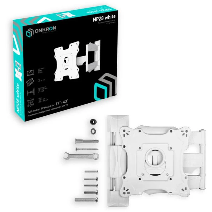 Onkron TV-Wandhalterung NP28-WHT, Weiß, Neigbar, Schwenkbar, 17-43 Zoll 7 Onkron TV-Wandhalterung NP28-WHT, Weiß, Neigbar, Schwenkbar, 17-43 Zoll – Bild 7