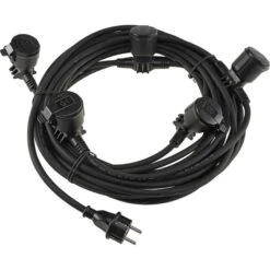 ChiliTec Strom-Verlängerungskabel Mit Erdspieß, 15m, 5 X Schutzkontakt, Außen IP44, Schwarz